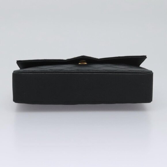 CHANEL Matelasse 23 Single Flap Chain Bag Satin Black Gold CC Auth - Picture 12 of 15